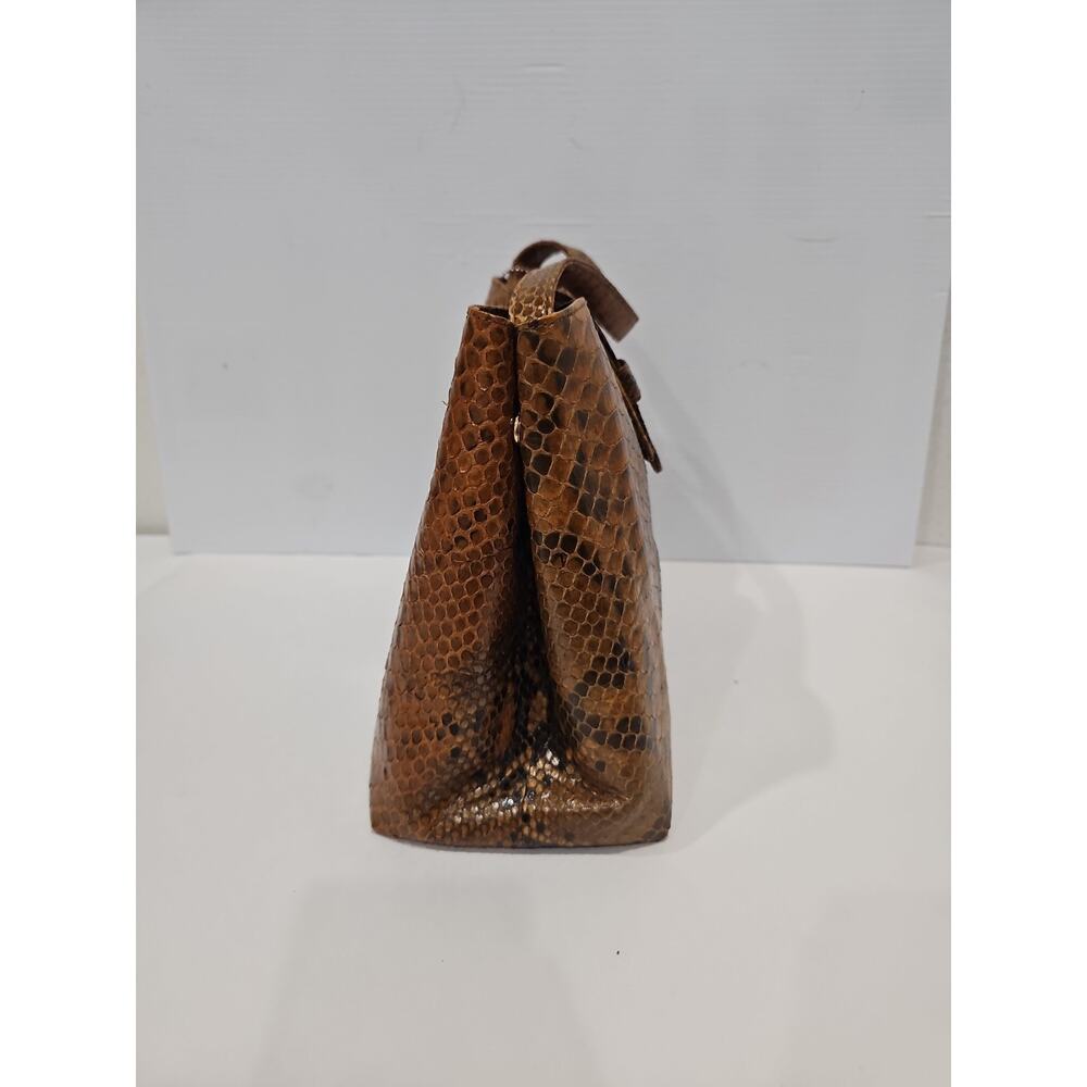 NEW Grand Pelle Genuine Python Skin Brown Tan Multi-way Tote Bag - Picture 6 of 14